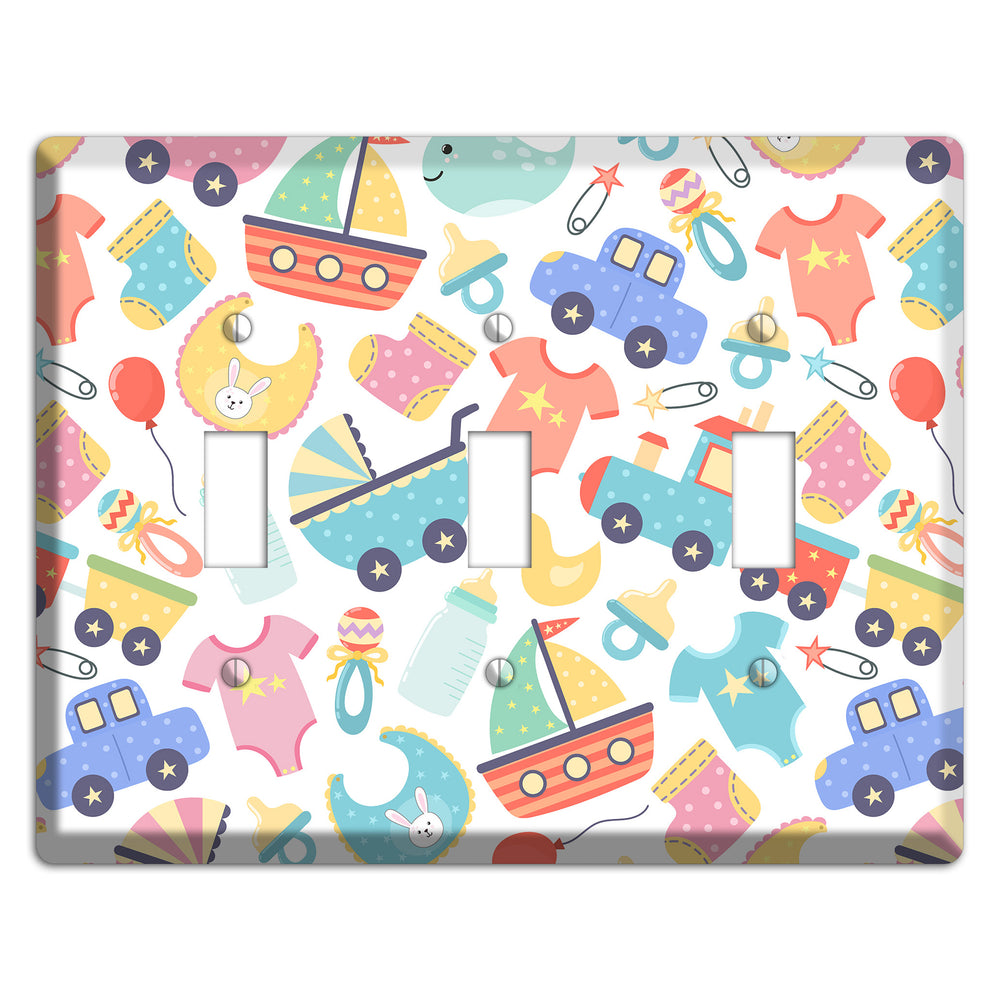 Baby Parade (White) 3 Toggle Wallplate