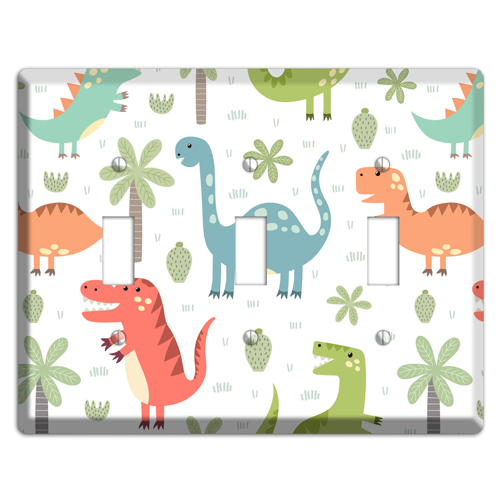 Jurassic Pals (Pastel) 3 Toggle Wallplate