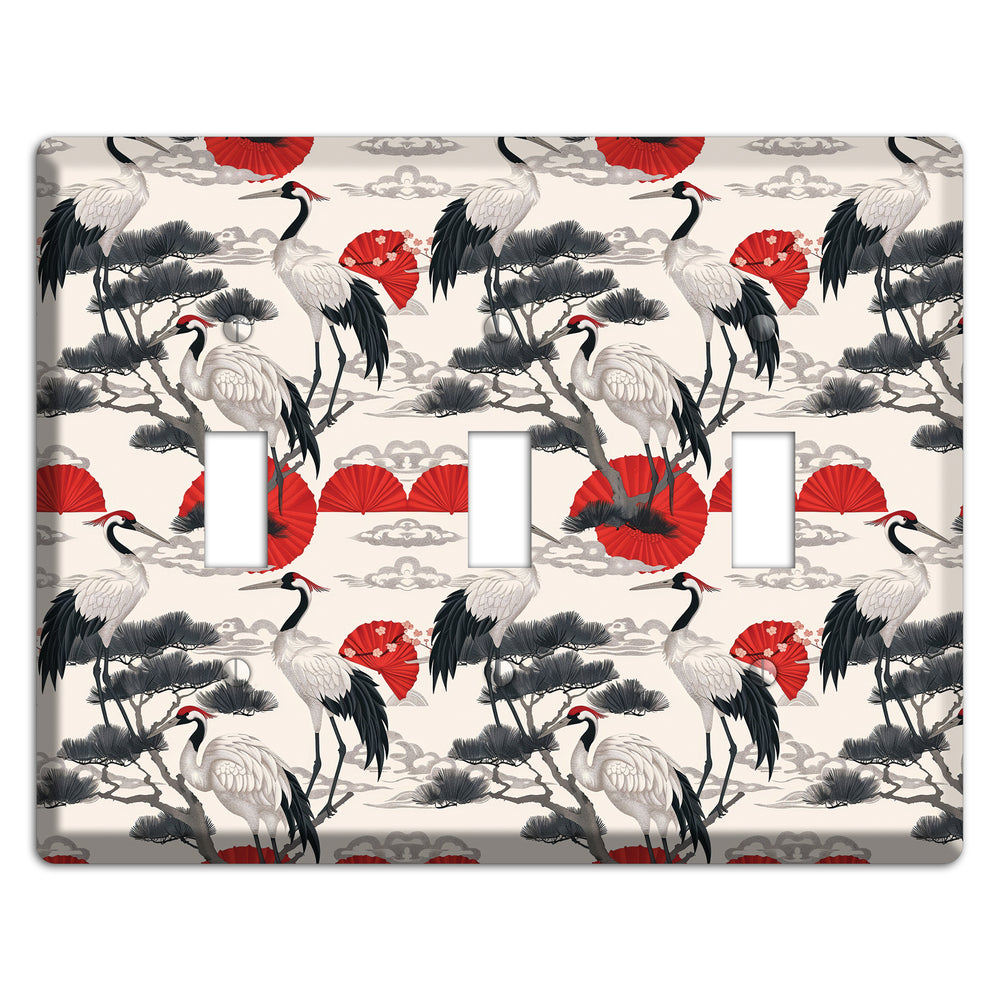 Crimson Fan & Pine 3 Toggle Wallplate