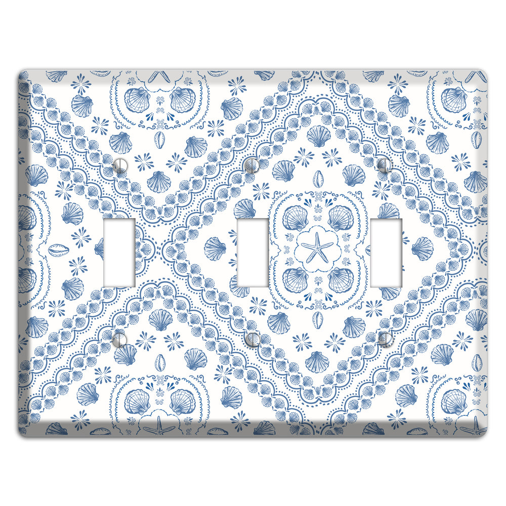 Azure Shell Damask 3 Toggle Wallplate