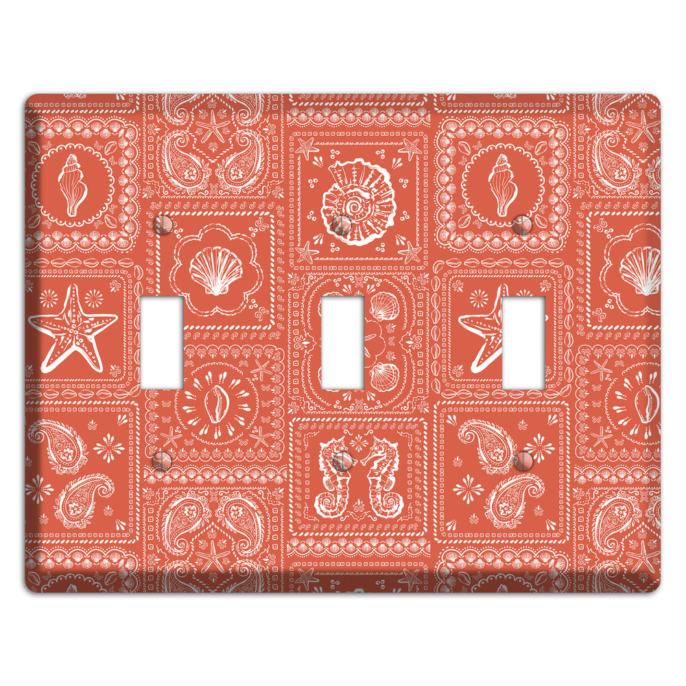 Terracotta Shell Patchwork 3 Toggle Wallplate
