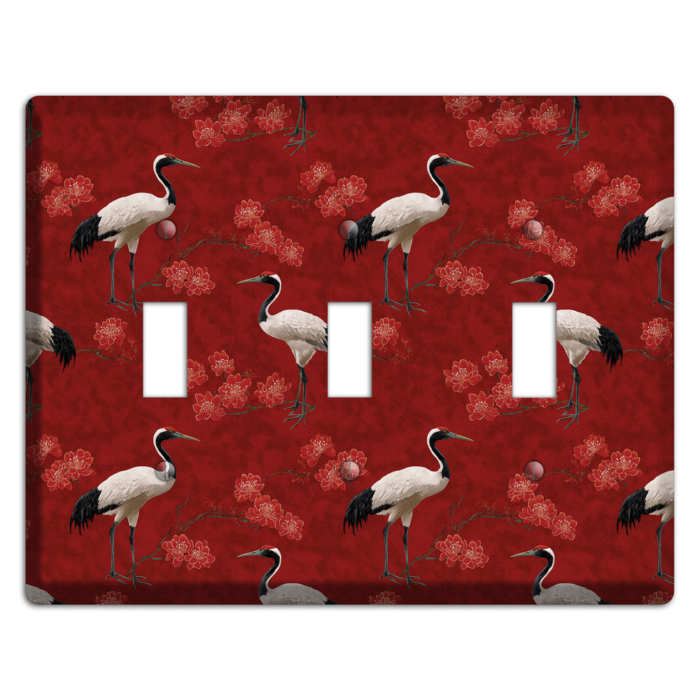 Vermillion Crane Bloom 3 Toggle Wallplate