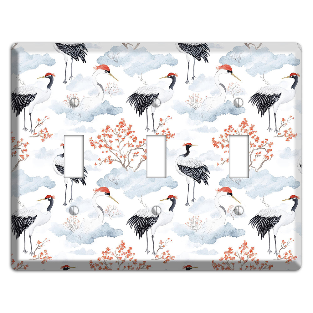 Crimson Crown Cranes 3 Toggle Wallplate