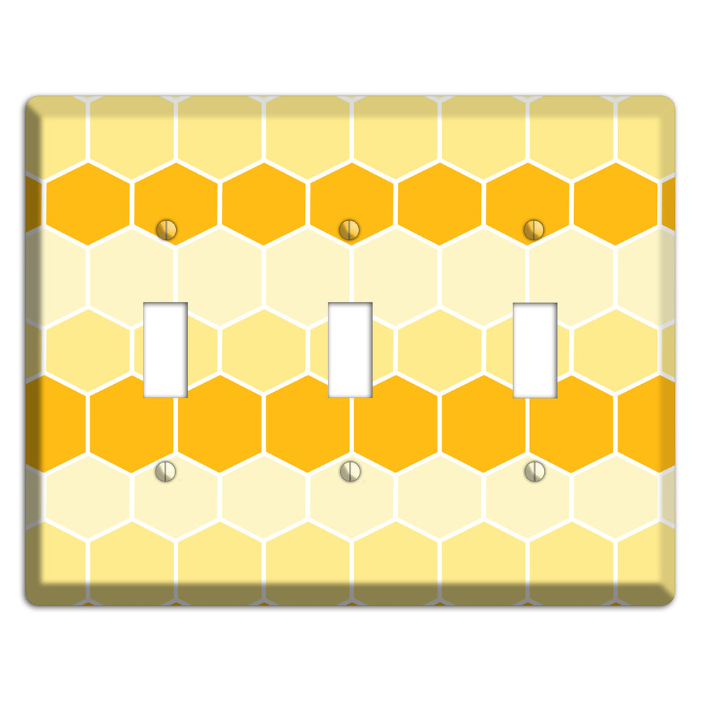 Golden Hollow Grid 3 Toggle Wallplate