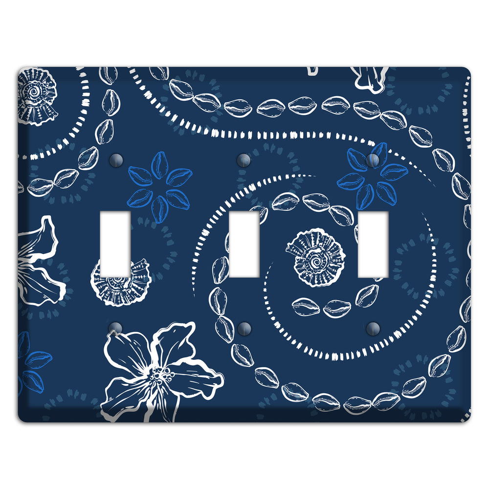 Indigo Cowrie Spiral 3 Toggle Wallplate