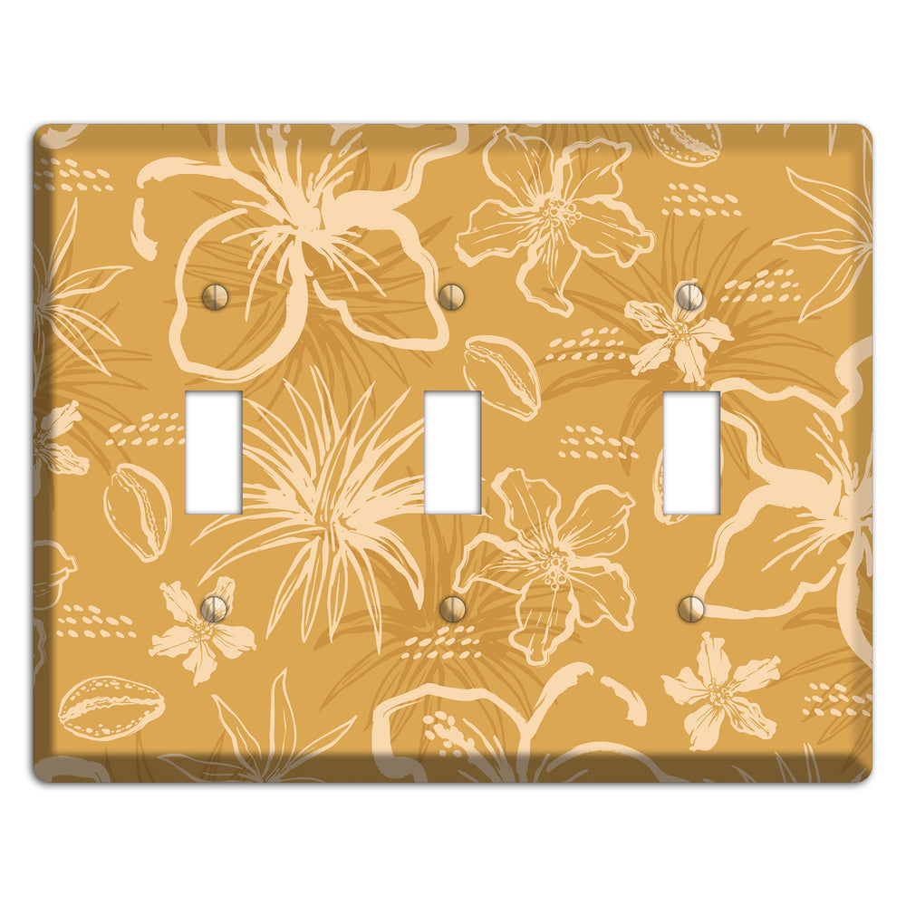 Golden Hibiscus Drift 3 Toggle Wallplate