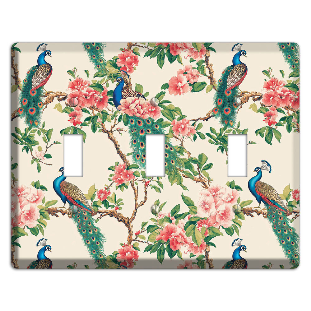 Peacock & Peony Court 3 Toggle Wallplate