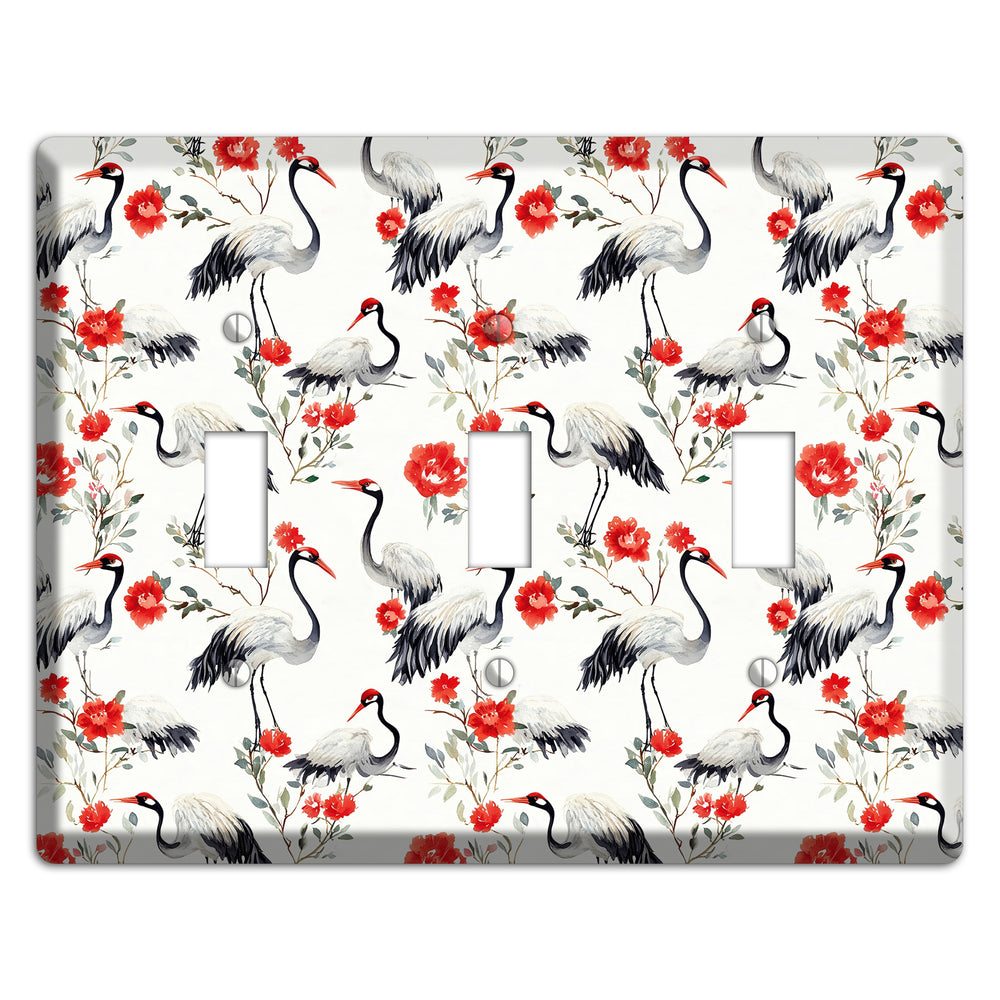 Scarlet Plume Garden 3 Toggle Wallplate