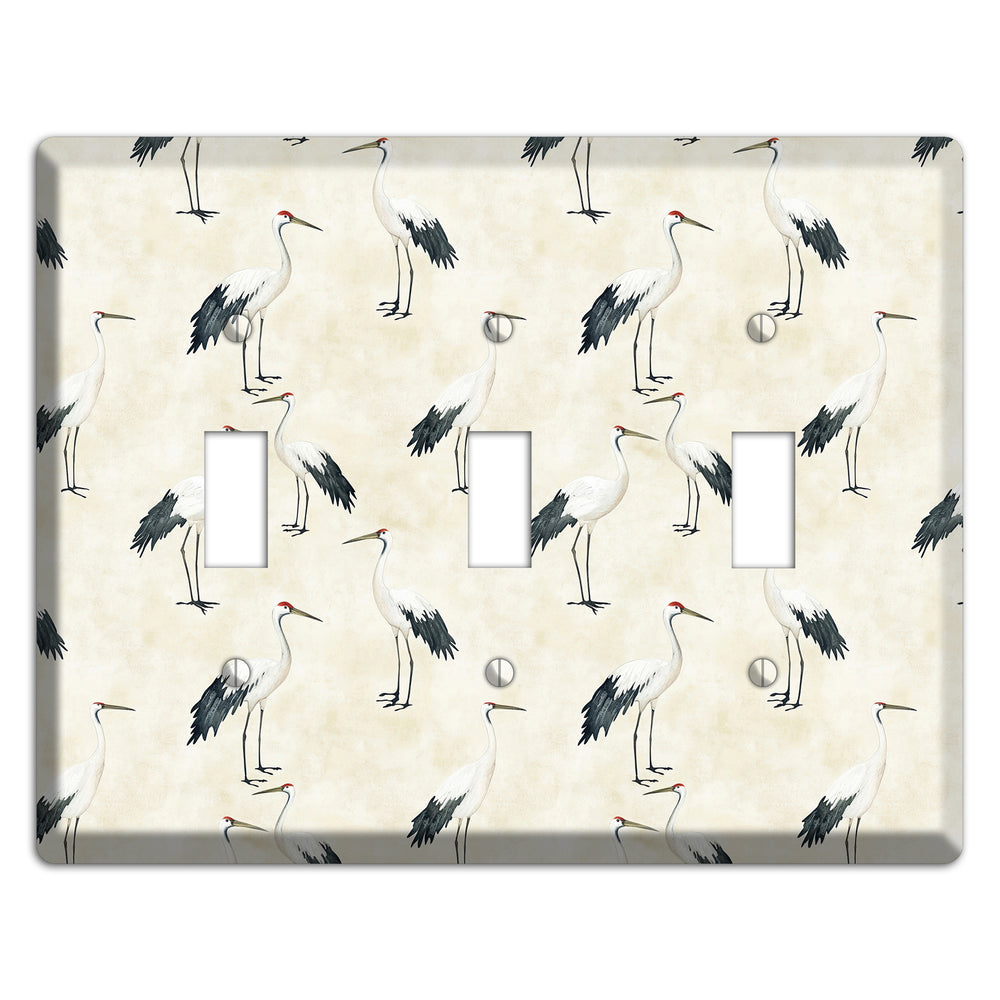 Pearl Crane Garden 3 Toggle Wallplate