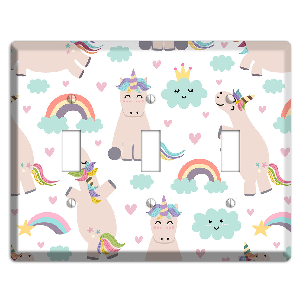 Rainbow Cloud Herd 3 Toggle Wallplate