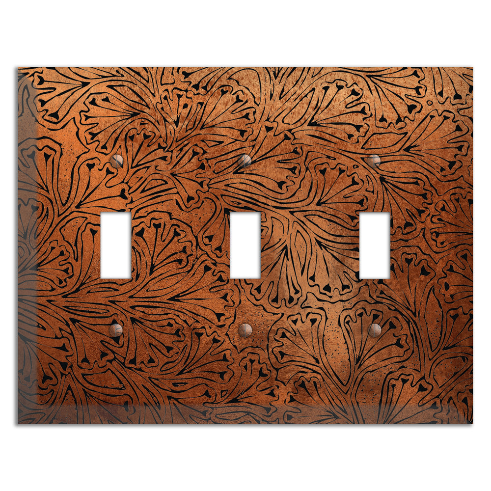 Antique Copper Maiden Fern 3 Toggle Wallplate