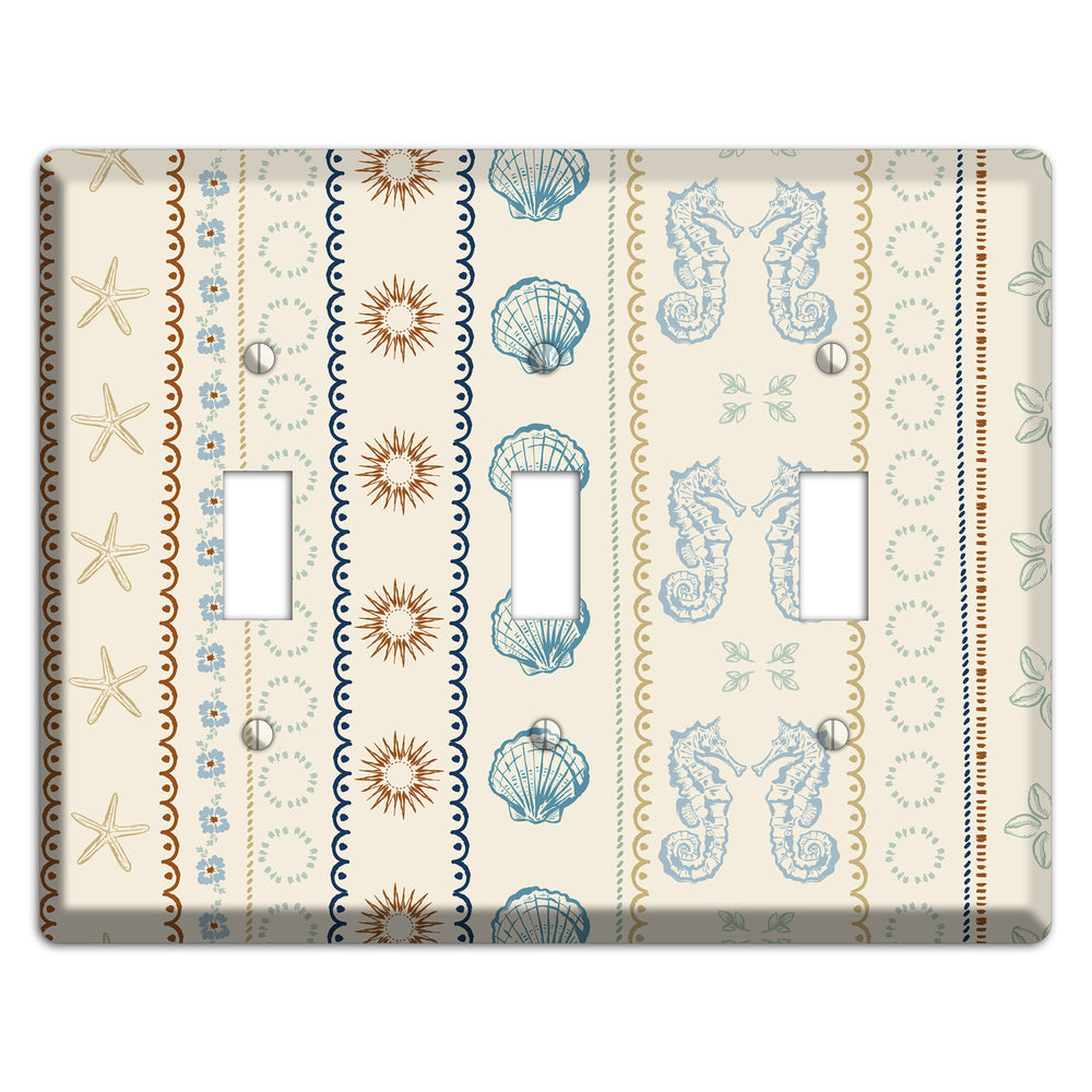 Ivory Seahorse Stripe 3 Toggle Wallplate
