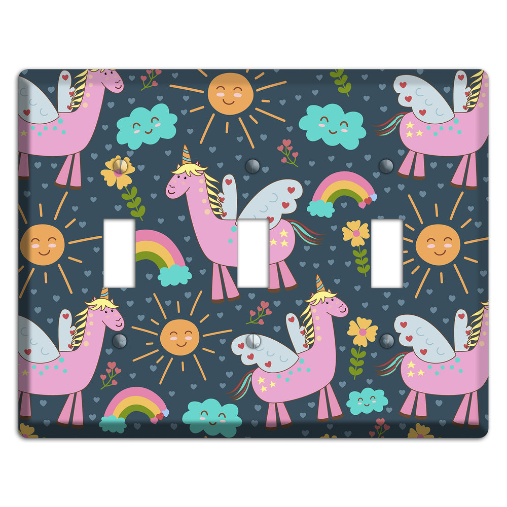 Magic Meadow (Navy) 3 Toggle Wallplate