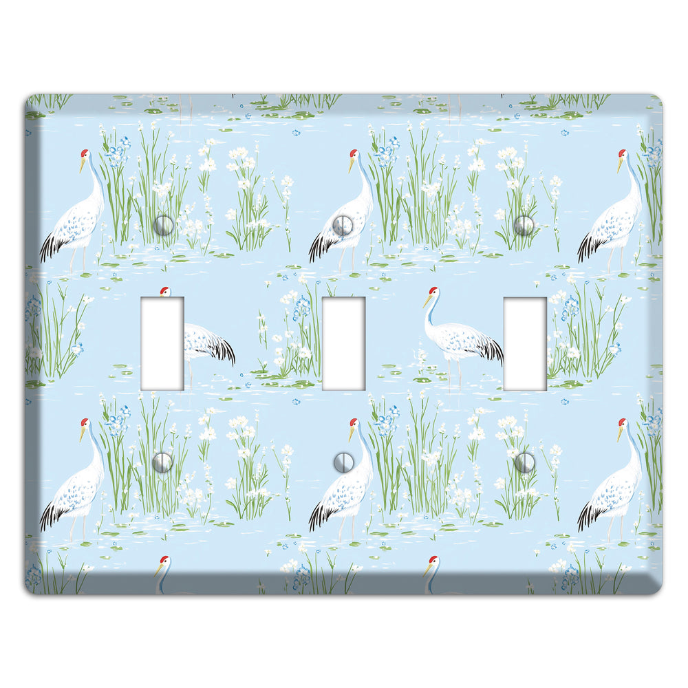 Azure Crane Sanctuary 3 Toggle Wallplate