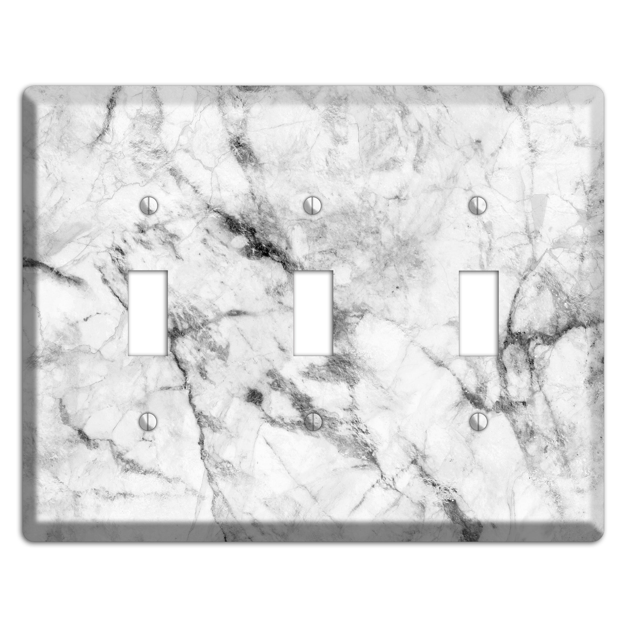 White and Gray Marble 3 Toggle Wallplate