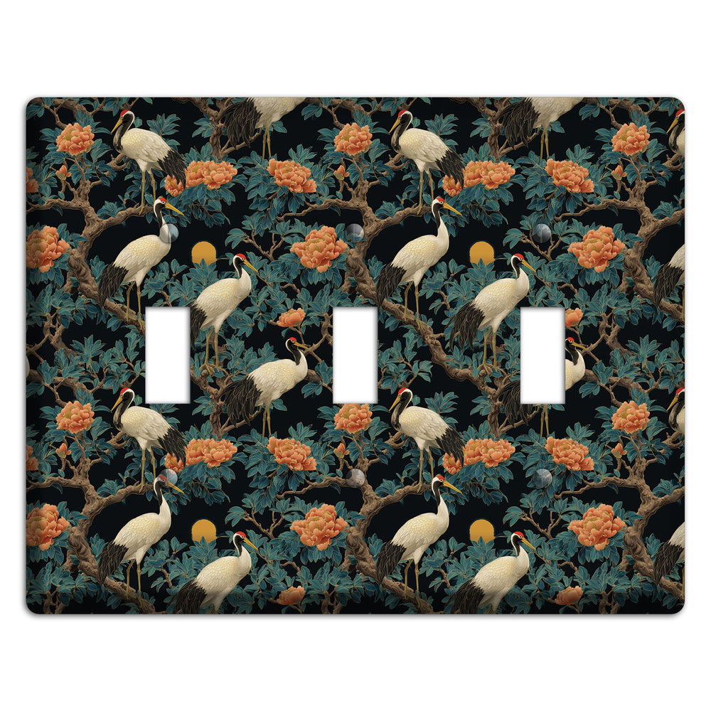 Teal Moonrise Cranes 3 Toggle Wallplate