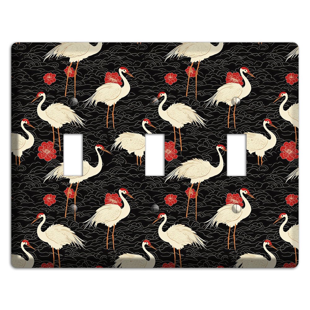 Ebony Crane Vigil 3 Toggle Wallplate