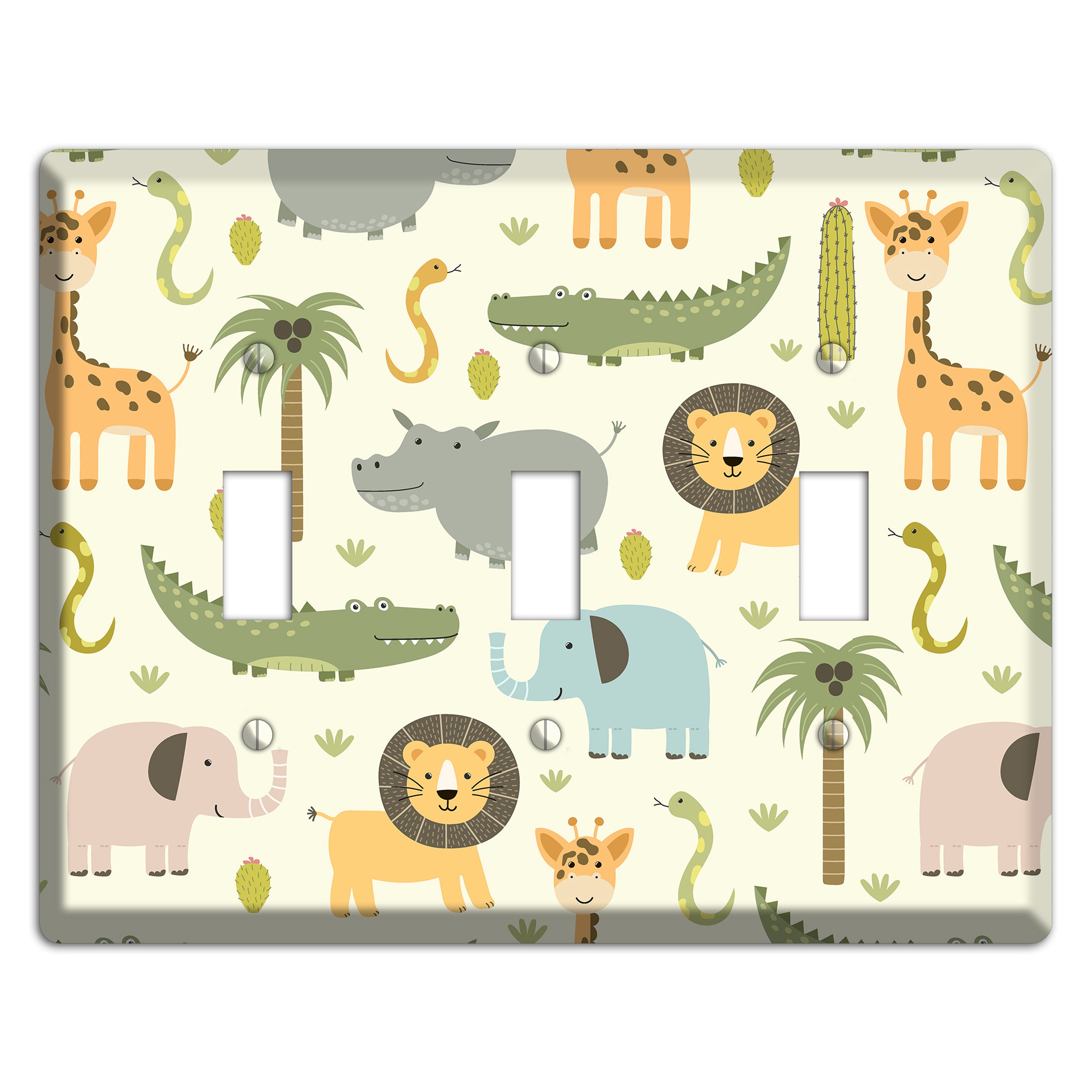 Jungle Friends (Cream) 3 Toggle Wallplate