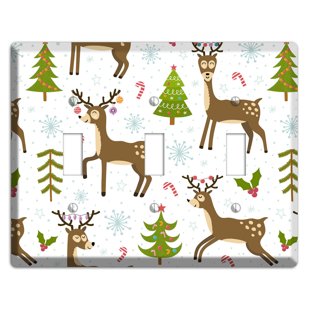 Reindeer Parade (White) 3 Toggle Wallplate