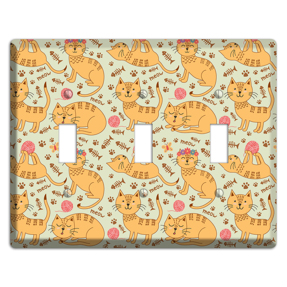 Meow Mix (Beige) 3 Toggle Wallplate