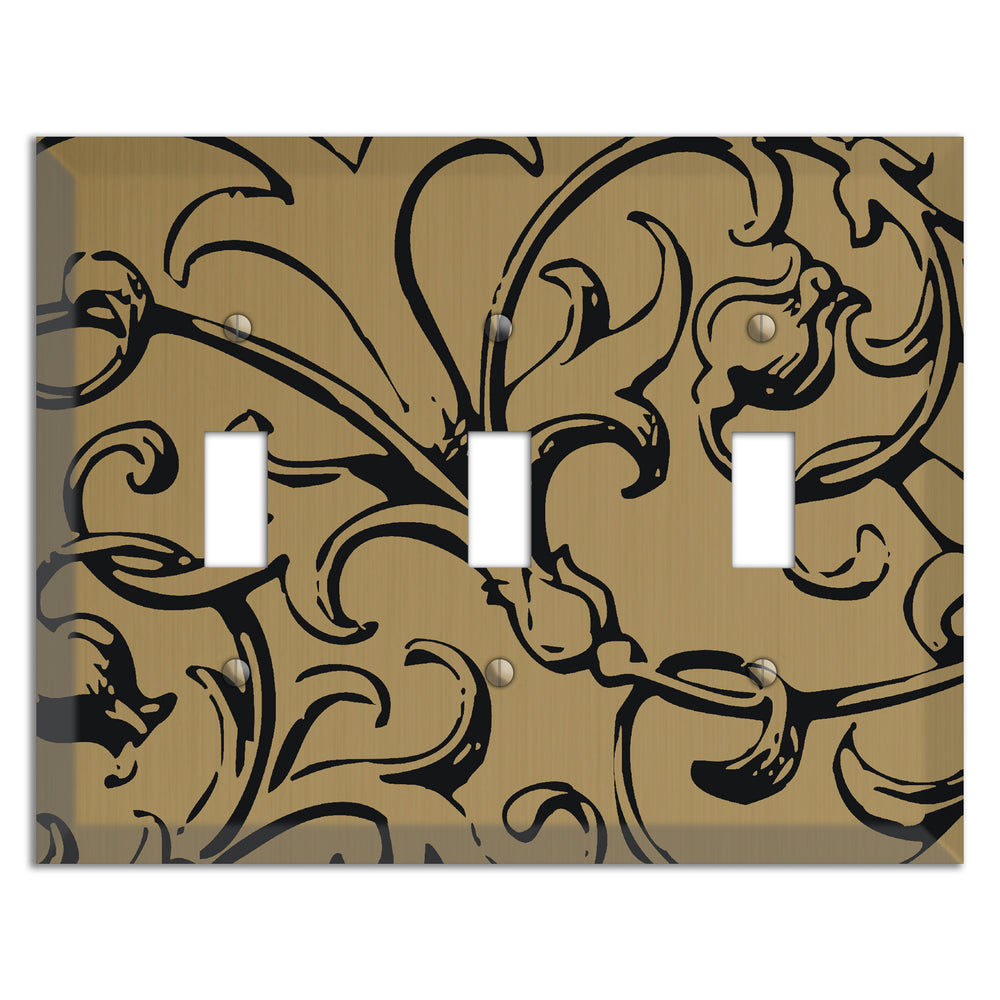 Tower Gold Baroque Scroll 3 Toggle Wallplate