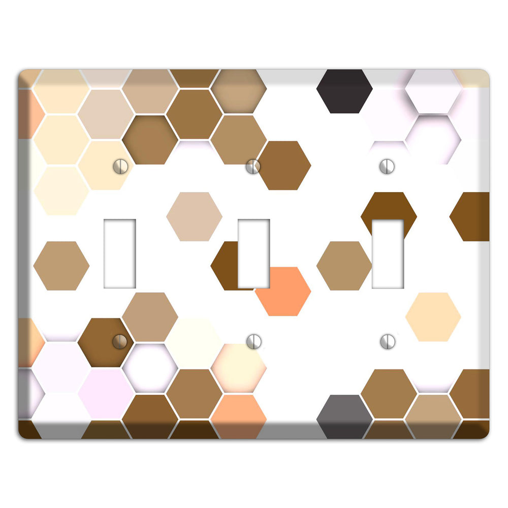 Hex Grid ‚Äì Sunset Terracotta 3 Toggle Wallplate