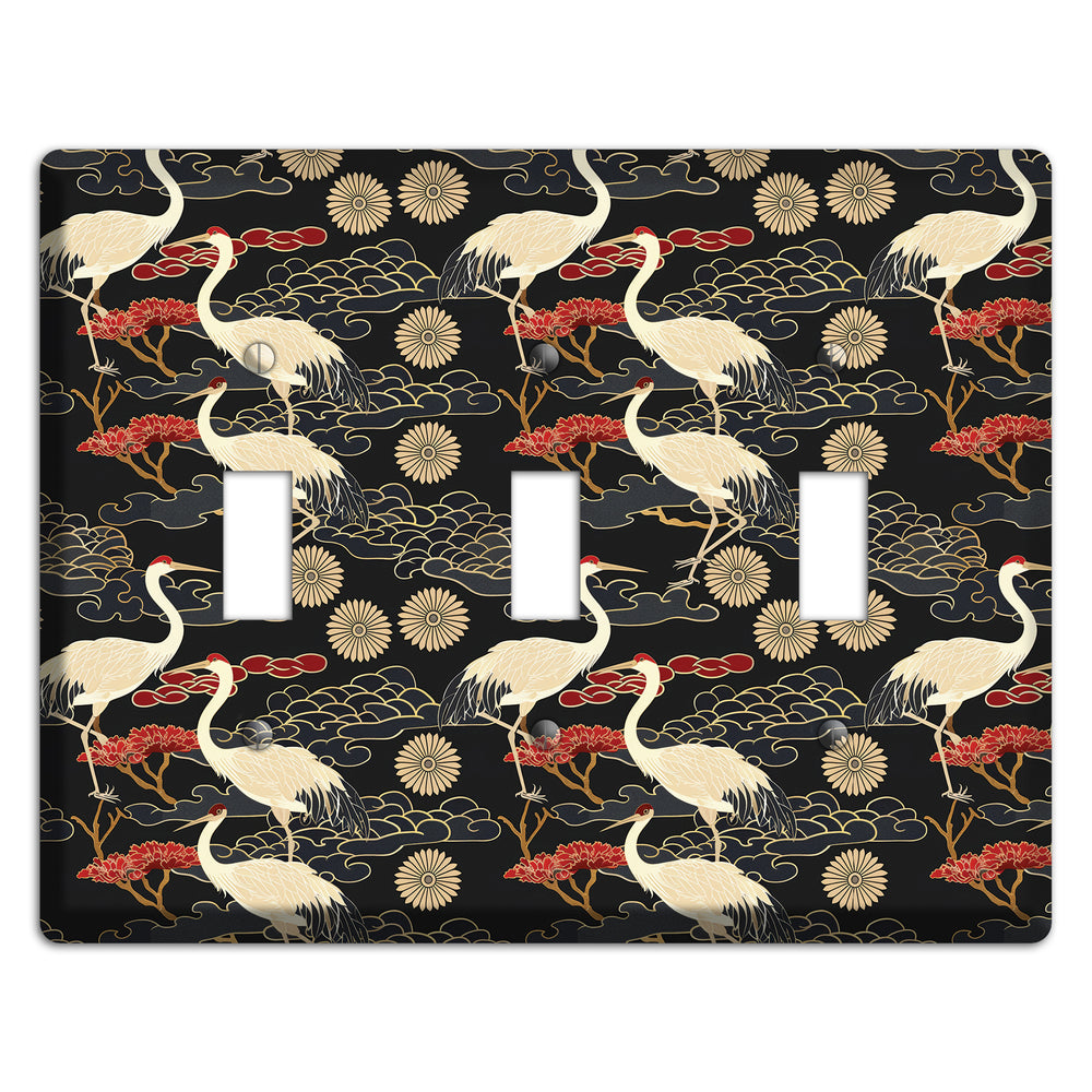 Obsidian Crane Procession 3 Toggle Wallplate