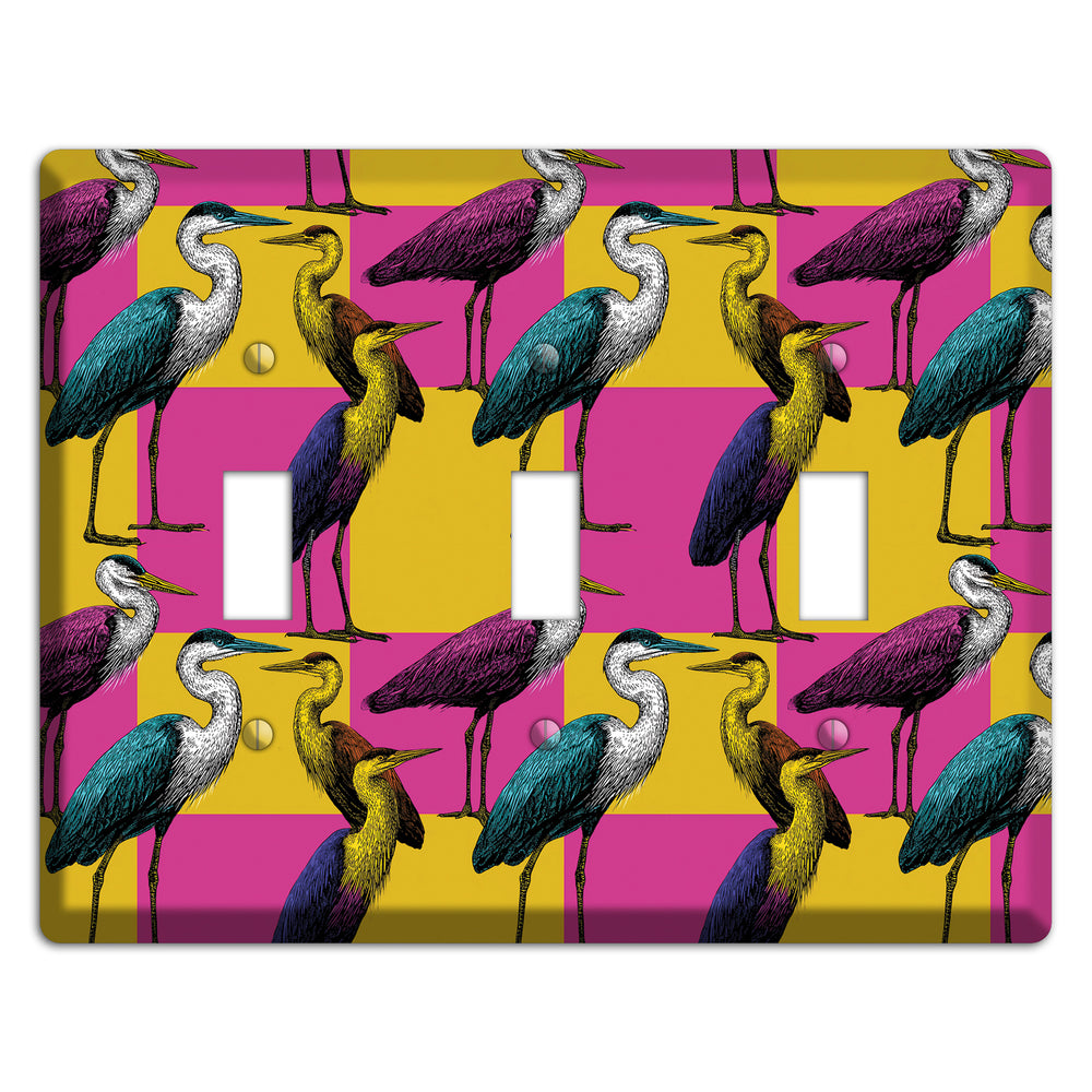 Magenta Heron Grid 3 Toggle Wallplate