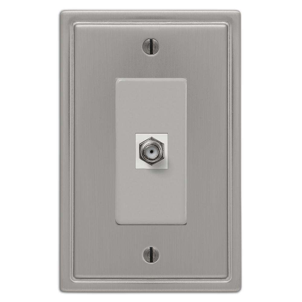 Moderne Brushed Nickel Steel Cable Wallplate