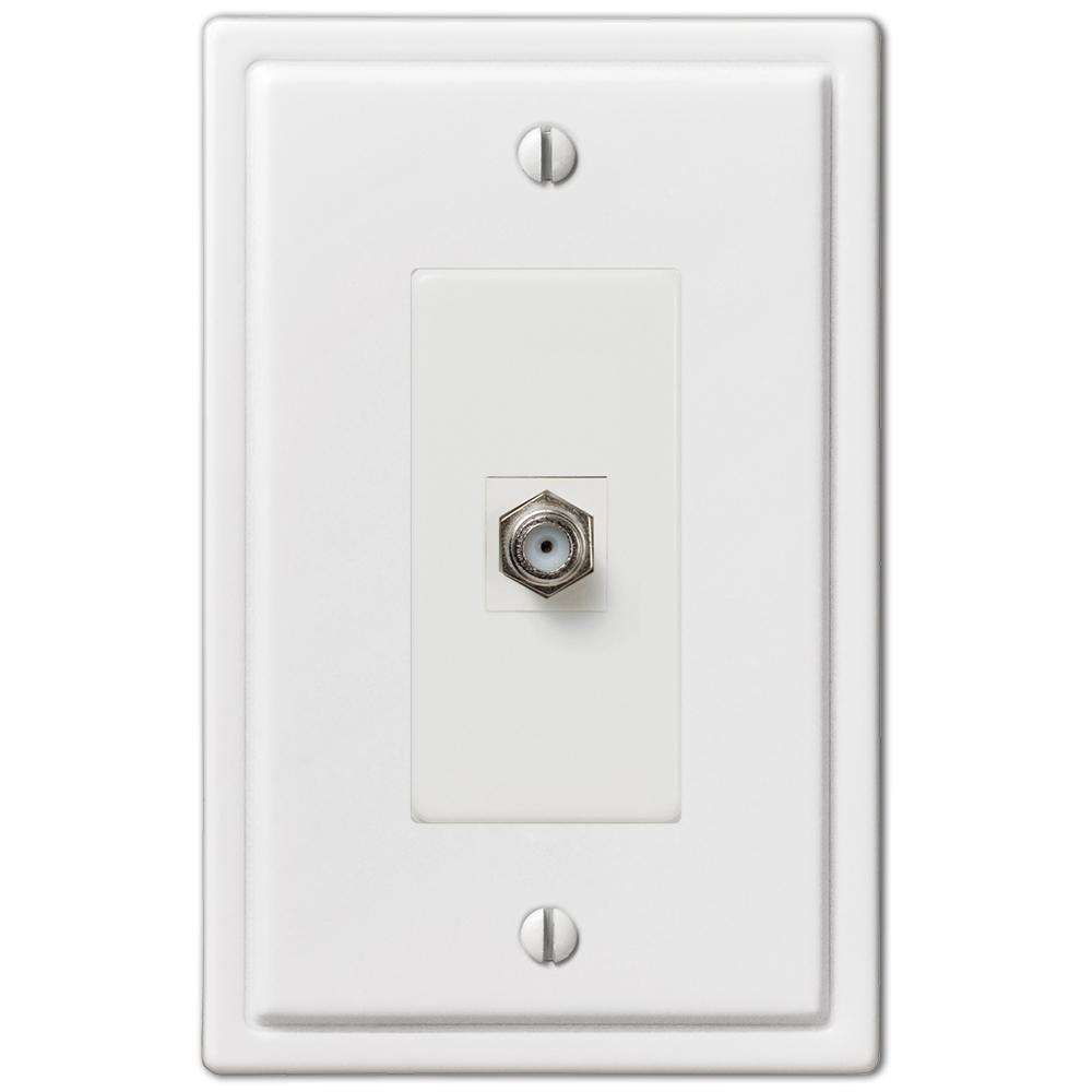 Moderne White Steel Cable Wallplate:Wallplatesonline.com