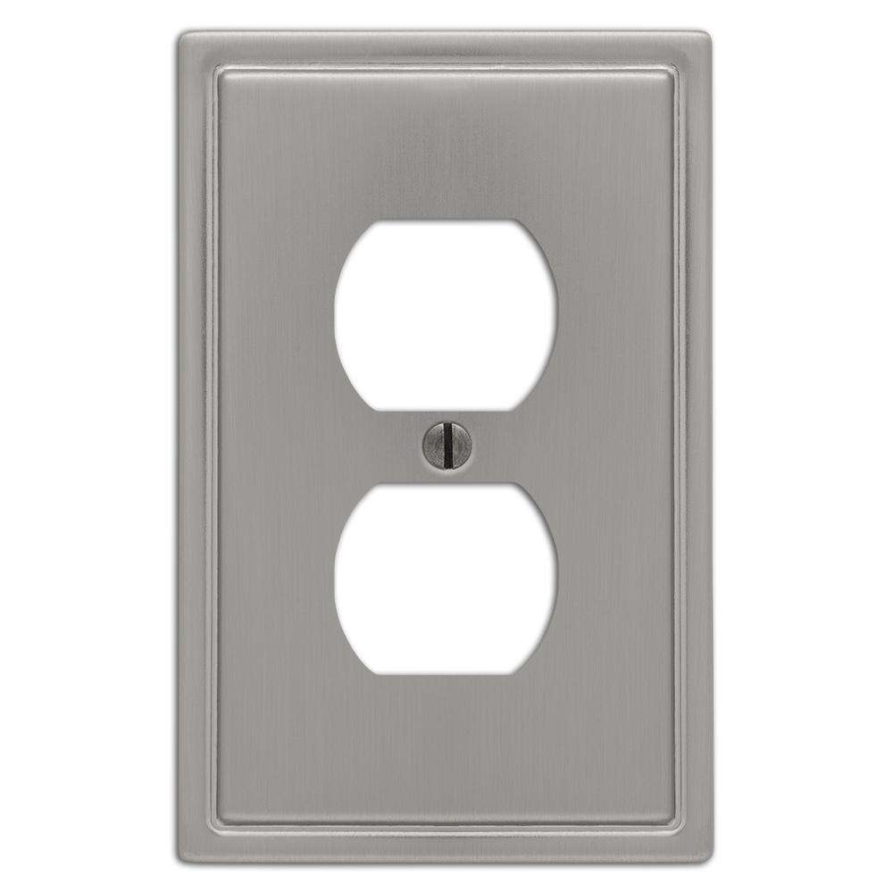 Moderne Brushed Nickel Steel 1 Duplex Outlet Wallplate