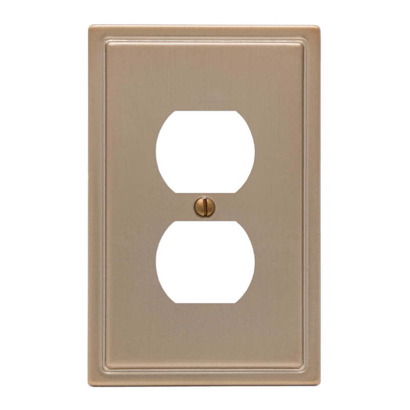 Moderne Brushed Bronze Steel 1 Duplex Outlet Wallplate:Wallplatesonline.com