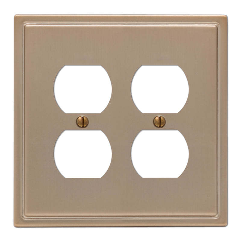 Moderne Brushed Bronze Steel 2 Duplex Outlet Wallplate:Wallplatesonline.com