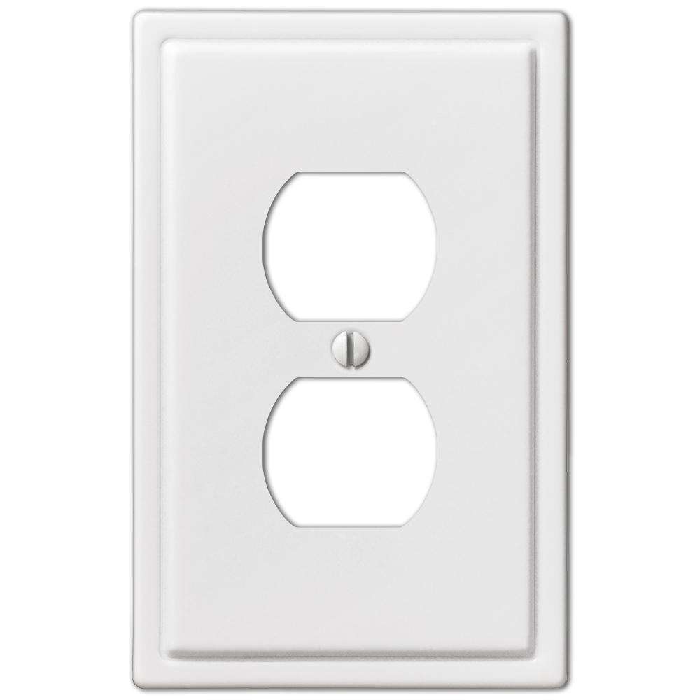 Moderne White Steel 1 Duplex Outlet Wallplate