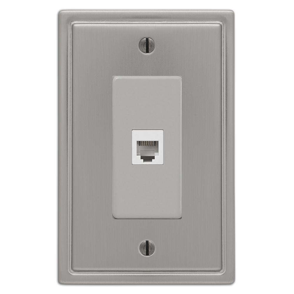 Moderne Brushed Nickel Steel Phone Wallplate