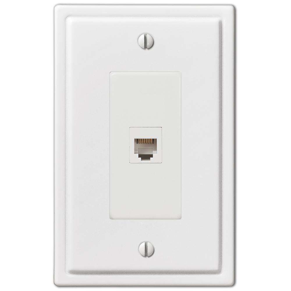 Moderne White Steel Phone Wallplate:Wallplatesonline.com
