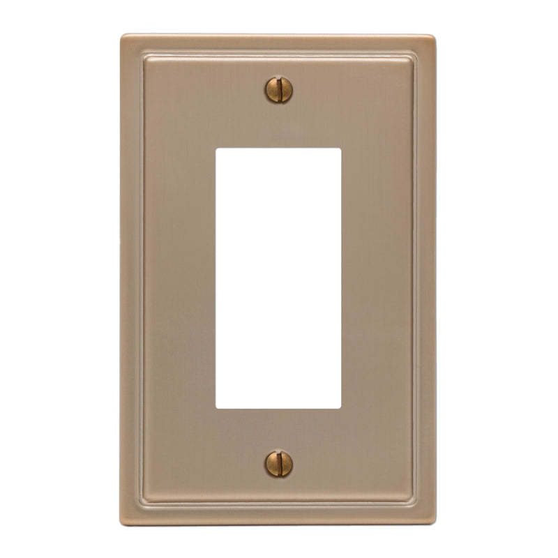Moderne Brushed Bronze Steel 1 Rocker (GFI) Wallplate:Wallplatesonline.com