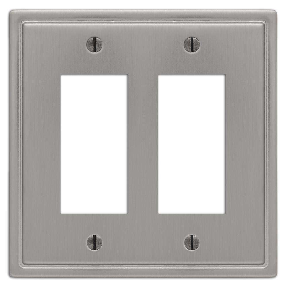 Moderne Brushed Nickel Steel 2 Rocker (GFI) Wallplate:Wallplatesonline.com