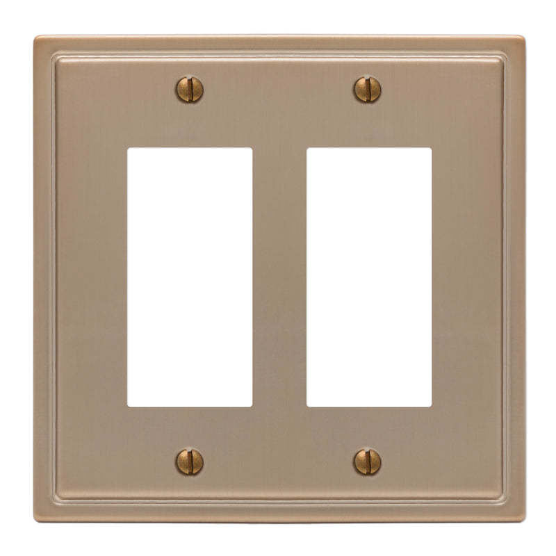 Moderne Brushed Bronze Steel 2 Rocker (GFI) Wallplate:Wallplatesonline.com