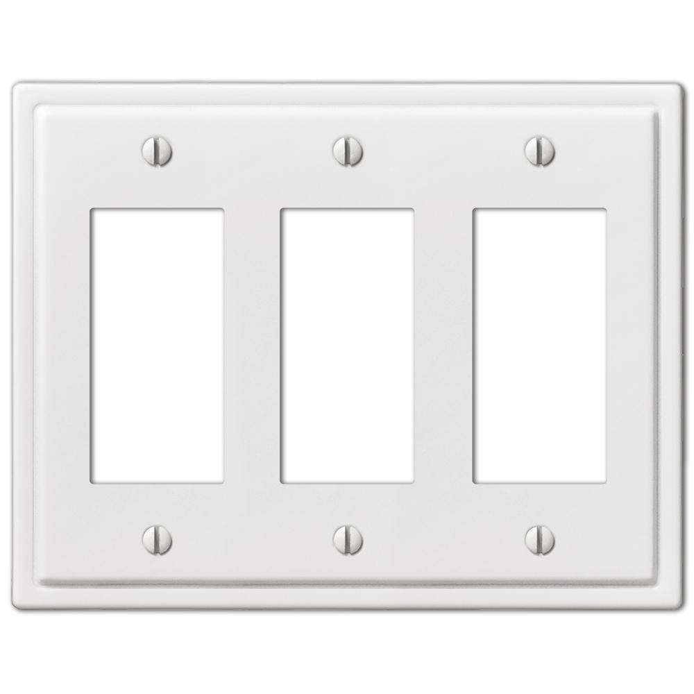Moderne White Steel 3 Rocker (GFI) Wallplate