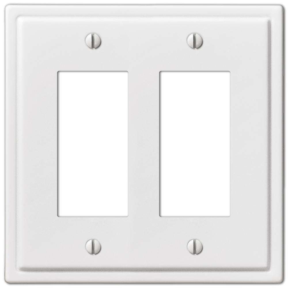 Moderne White Steel 2 Rocker (GFI) Wallplate:Wallplatesonline.com