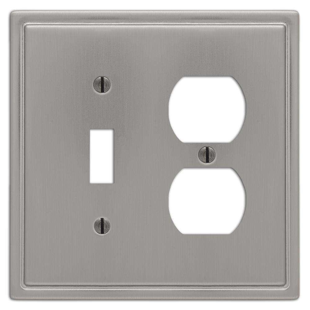 Moderne Brushed Nickel Steel Toggle /  Duplex Outlet Wallplate:Wallplatesonline.com