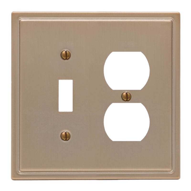 Moderne Brushed Bronze Steel Toggle /  Duplex Outlet Wallplate:Wallplatesonline.com