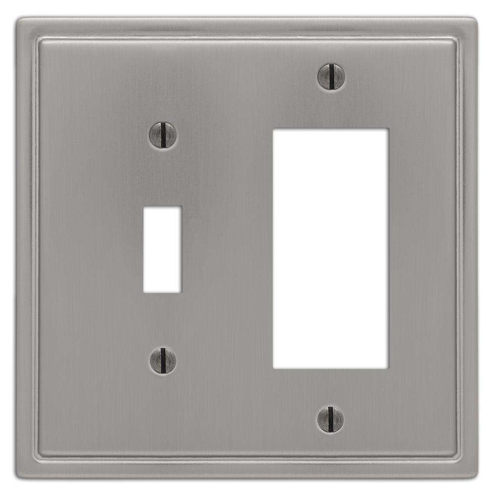 Moderne Brushed Nickel Steel Toggle /  Rocker (GFI) Wallplate:Wallplatesonline.com