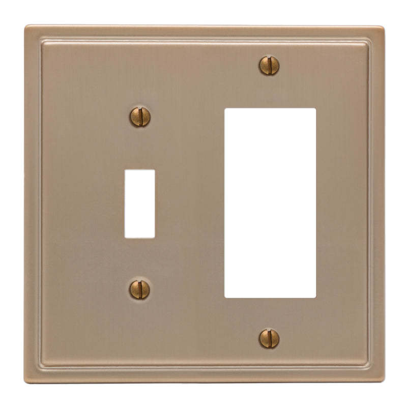 Moderne Brushed Bronze Steel Toggle /  Rocker (GFI) Wallplate:Wallplatesonline.com