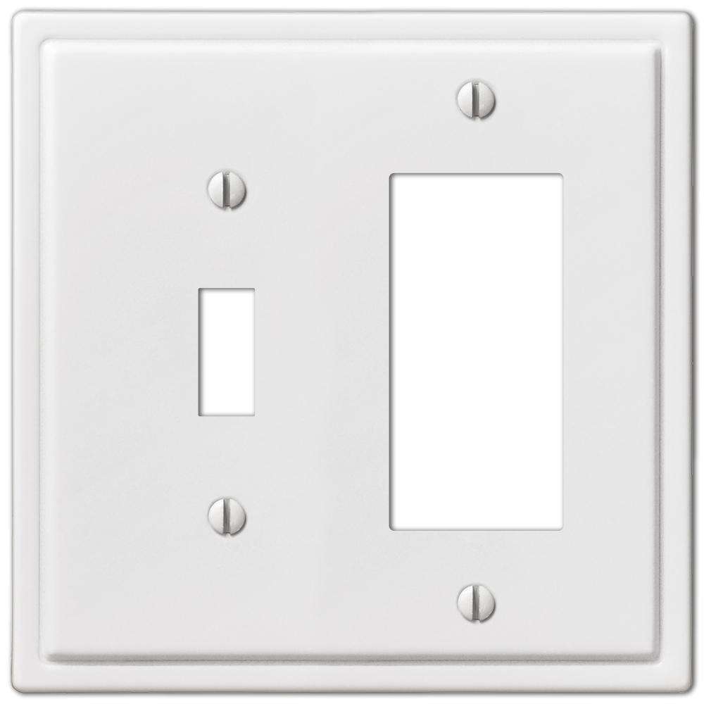 Moderne White Steel Toggle /  Rocker (GFI) Wallplate:Wallplatesonline.com