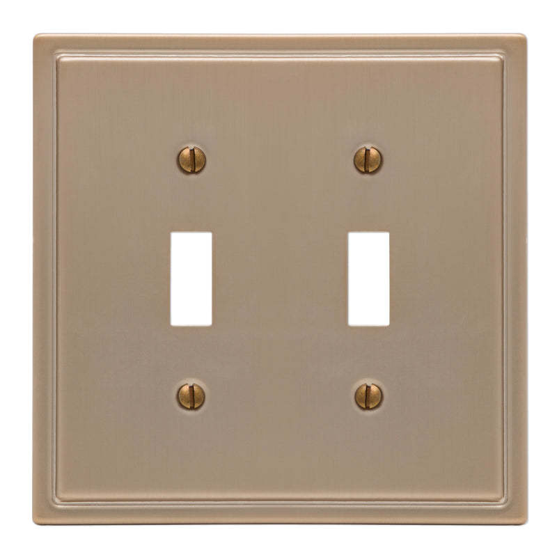 Moderne Brushed Bronze Steel Double Toggle:Wallplatesonline.com