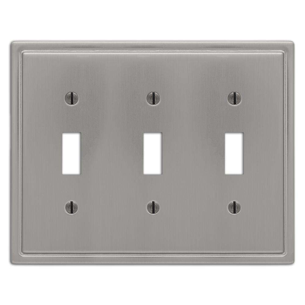 Moderne Brushed Nickel Steel Triple Toggle