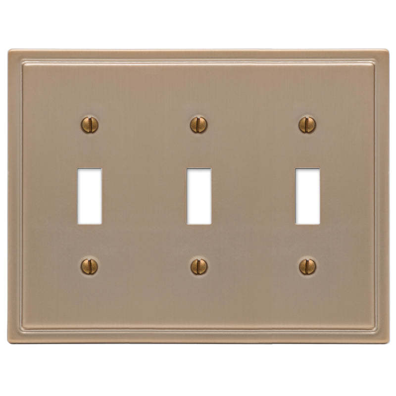 Moderne Brushed Bronze Steel Triple Toggle:Wallplatesonline.com