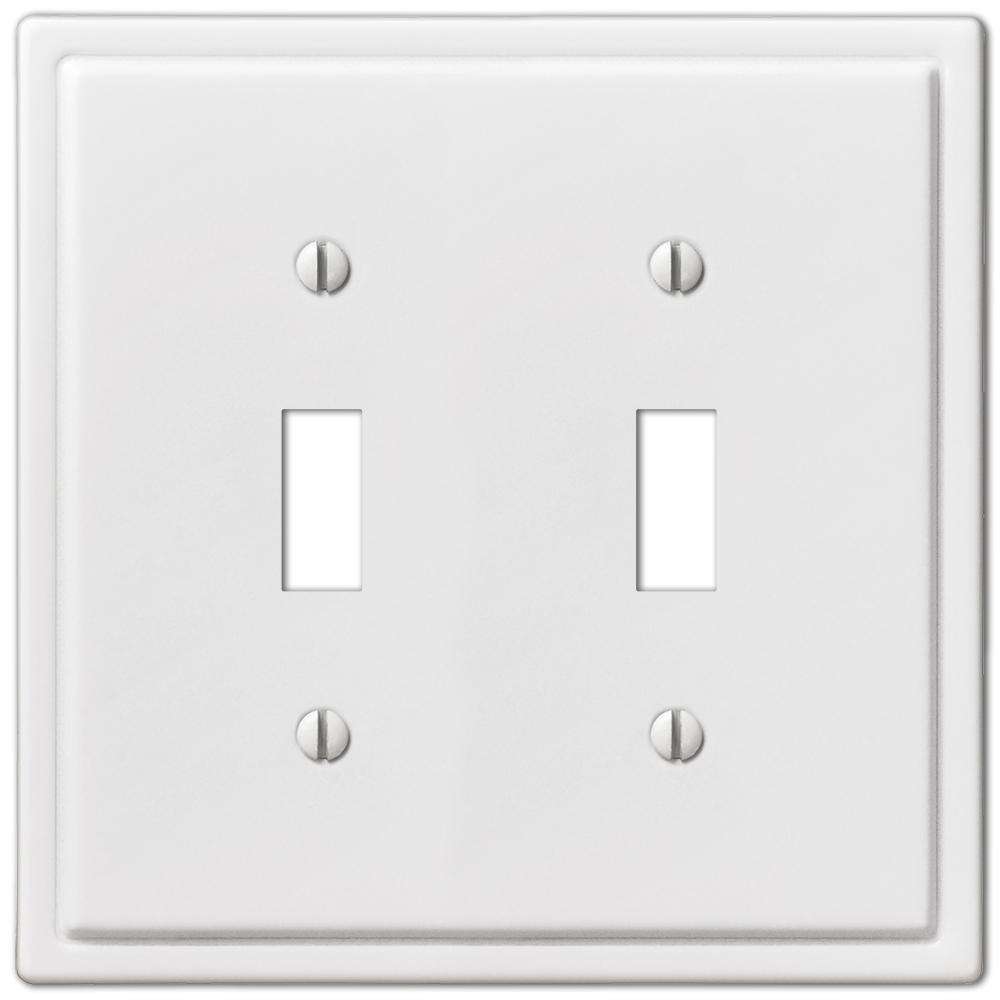 Moderne White Steel Double Toggle:Wallplatesonline.com